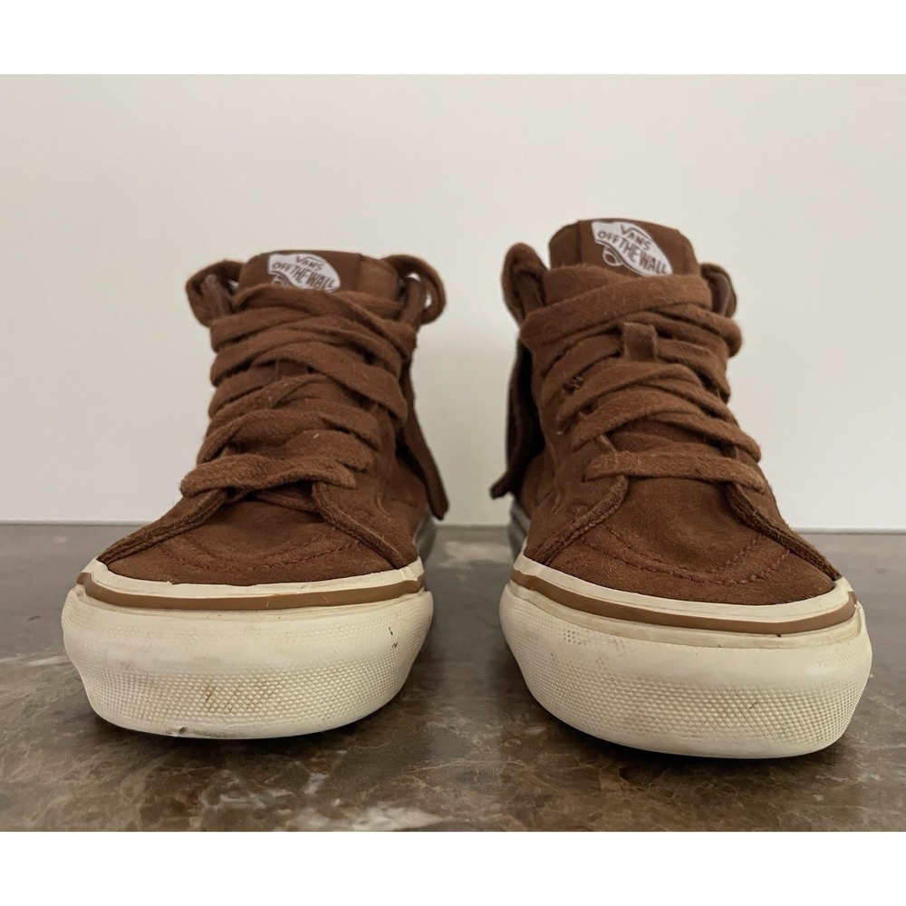 Vans Kids Sk8 Hi Top Brown Suede Fringed Shoe Skateboard 1721278 Size 10.5 - Picture 5 of 10